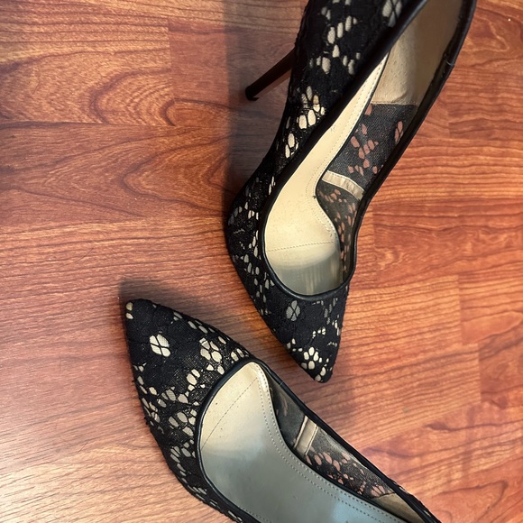 BCBG Max Azaria Black Lace stilettos black leather high Heels. Stunning. - Picture 3 of 10